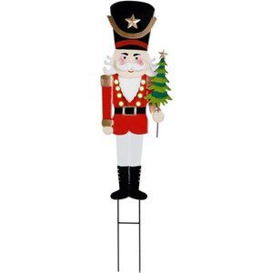 Christmas Outdoor Decorations, 39 Inch LED Lights Nutcracker Garden Stake,